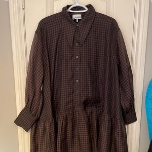 GANNI Plaid Shirt Dress